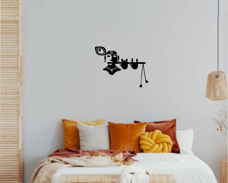 Varadvinayak 35 cm krishna ji black wall stickers Self Adhesive Sticker  (Pack of 1)
