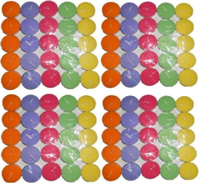 SLICETER Multi -Colour Pure Praffin Wax Tea Light Pack Of 50 Candle  (Multicolor, Red, Green, Blue, Yellow, Pack of 50)