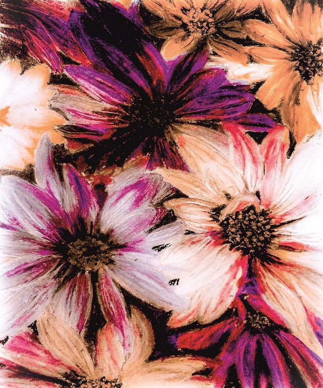 SHSWorks Abstract Flowers Unframed Floral Wall Art Canvas Artwork Signed By Artist for Living Room Bedroom Home & Office Décor Copyright Protected Digital Reprint 18 inch x 15 inch Painting  (Without Frame)