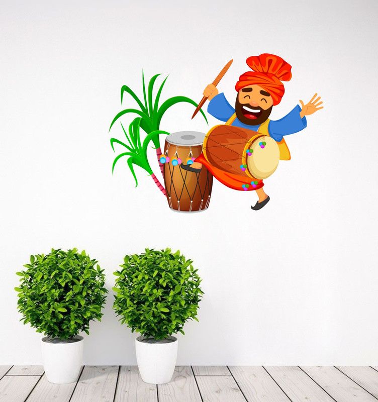Sticker Hub 61 cm Lohri Dance Special Wall Sticker ( PVC Vinyl, 61 X 82 ) Self Adhesive Sticker  (Pack of 1)