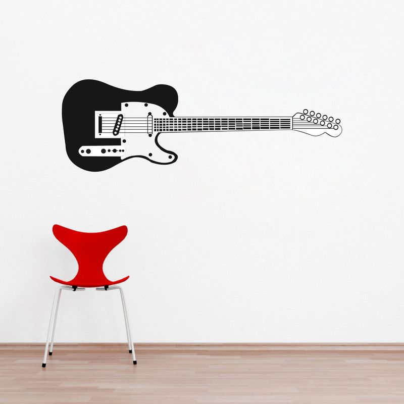 Sticker Hub 30 cm "Guitar" Decorative wall sticker size -30cm x 91cm Self Adhesive Sticker  (Pack of 1)