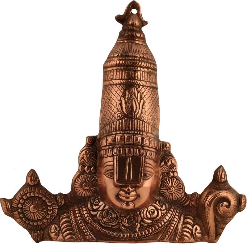 CRAFTHOUSE Wall Hanging Idol of Lord Balaji/Tirupati Balaji/Venkateswara Face Decorative Showpiece - 40 cm  (Brass, Copper)