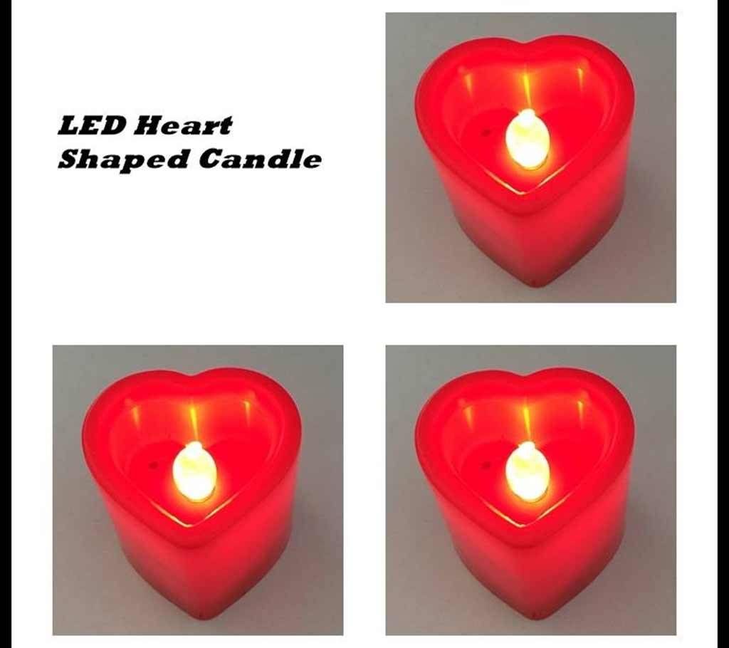 LED Heart Shaped Candle Light- 3 PCS