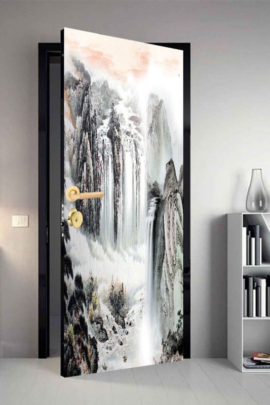 qth 213 cm Chineese Word Dor-2388 Design Door Sticker Self Adhesive Sticker  (Pack of 1)