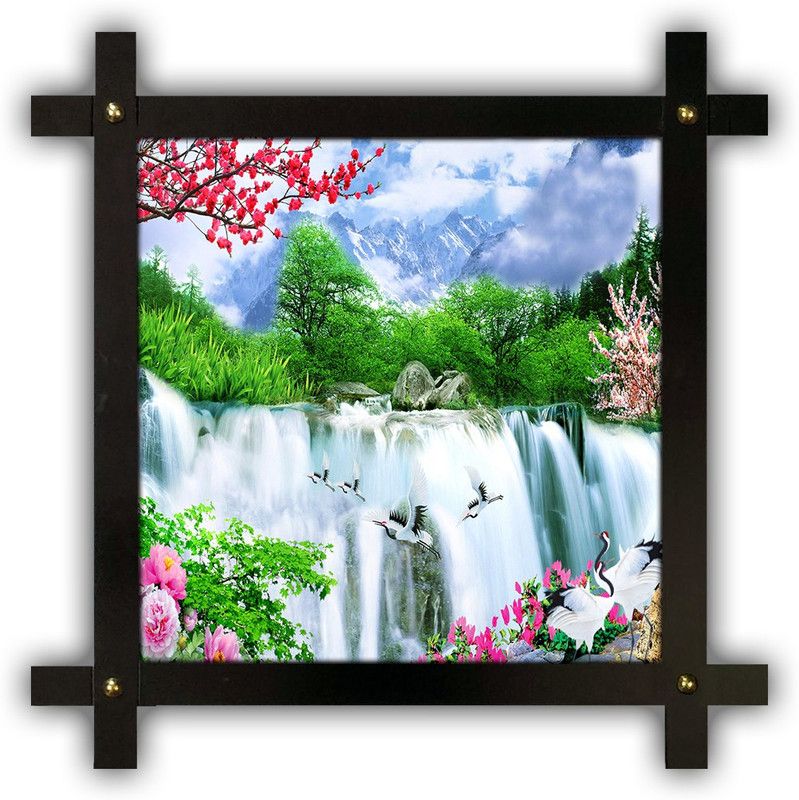 Poster N Frames Cross Wooden Frame Hand-Crafted with photo of Natural Landscape Scenery 19032 Digital Reprint 16.5 inch x 16.5 inch Painting  (With Frame)