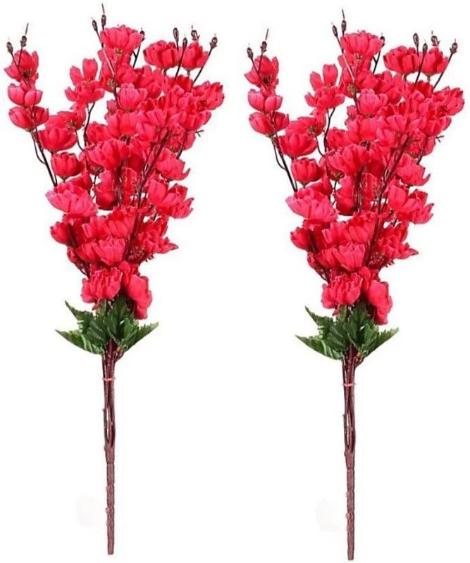 fns store Pink Assorted Artificial Flower  (22 inch, Pack of 2, Flower Bunch)