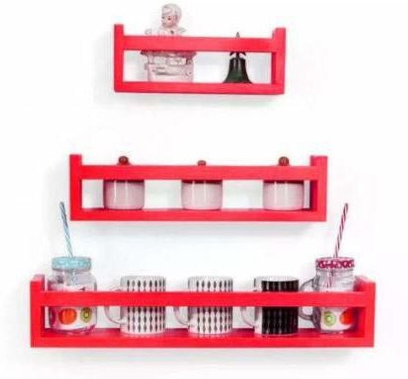 Umar Enterprises MDF (Medium Density Fiber) Wall Shelf  (Number of Shelves - 3, Red)