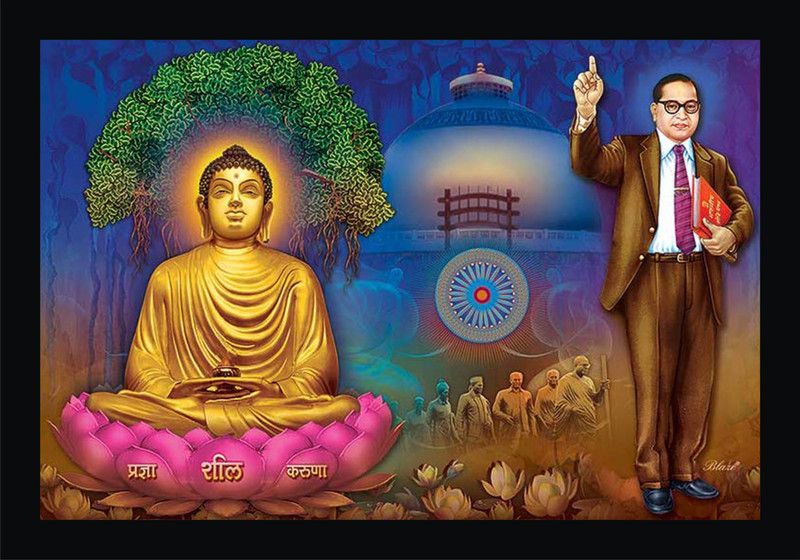 FRIZZY ARTS bhim rao ambedkar paintings |bhim rao ambedkar| Digital Reprint 20 inch x 14 inch Painting  (With Frame)