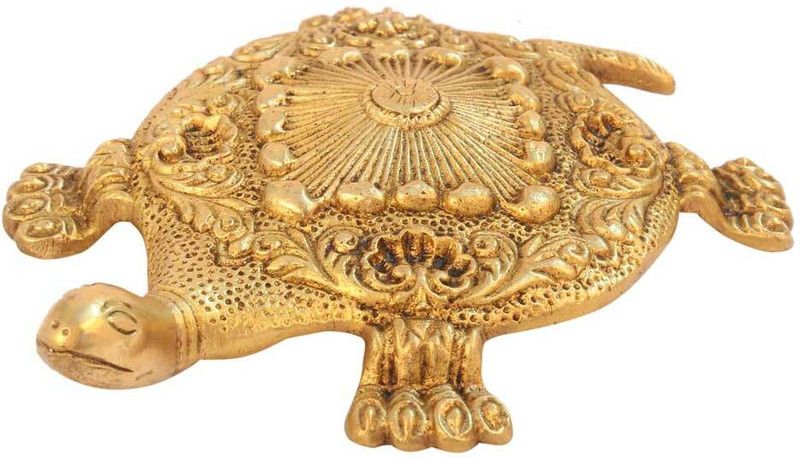 StatueStudio Feng Shui Turtle Showpiece Brass Tortoise for Vastu, Home Décor and Gift Decorative Showpiece - 2.032 cm  (Brass, Gold)