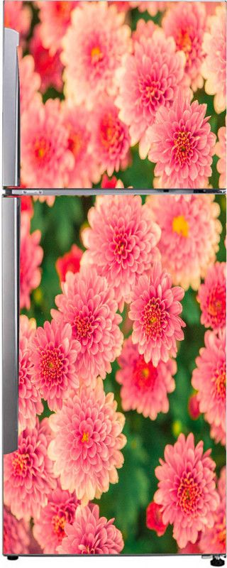 Decor studio 160 cm Decorative abstract multicolor group of pink flowers, bunches, garden, nature wallpaper sticker for fridge décor Self Adhesive Sticker  (Pack of 1)