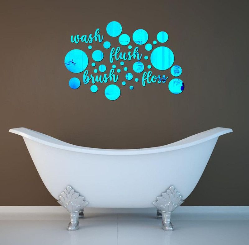 sp decals 38 cm decorative beautiful circle set blue mirror acrylic sticker Self Adhesive Sticker  (Pack of 1)