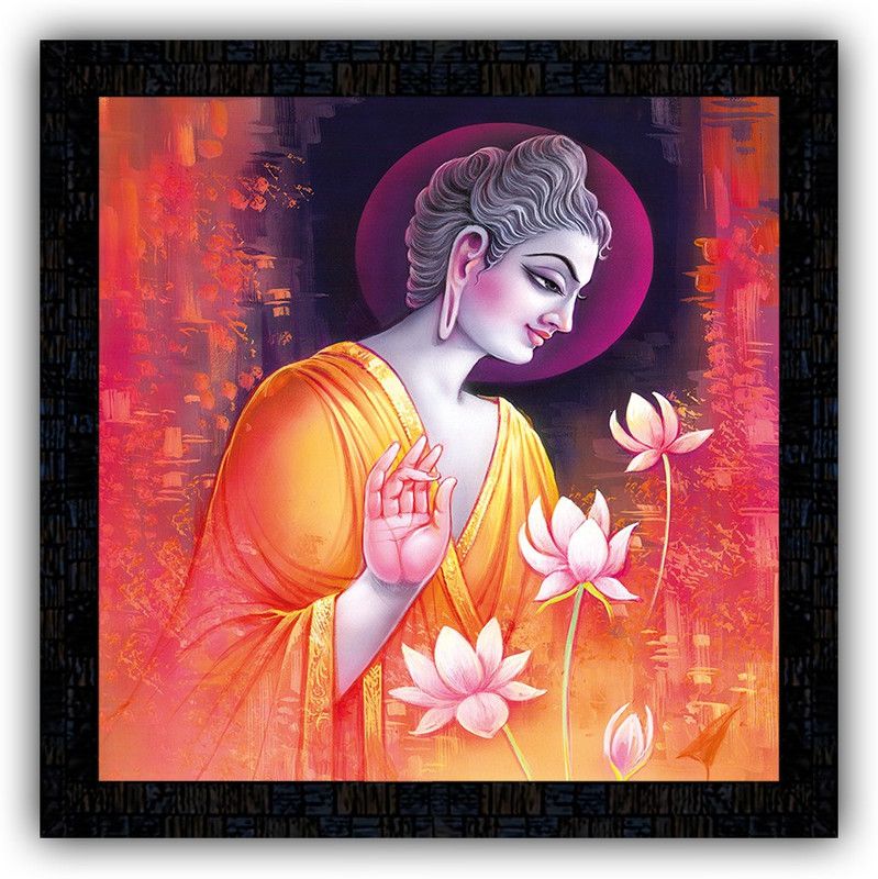 Poster N Frames framed poster of Buddha-18347 Digital Reprint 14 inch x 14 inch Painting  (With Frame)