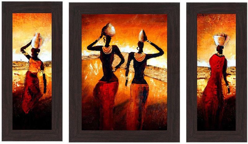 Wens Wens "Set of 3" UV Textured Wall Art Painting Digital Reprint 13.5 inch x 24 inch Painting  (With Frame, Pack of 3)
