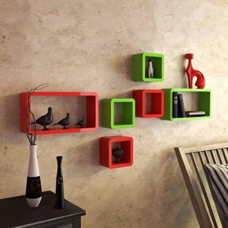 Alpha Arts & @ccumulation MDF (Medium Density Fiber) Wall Shelf  (Number of Shelves - 6)