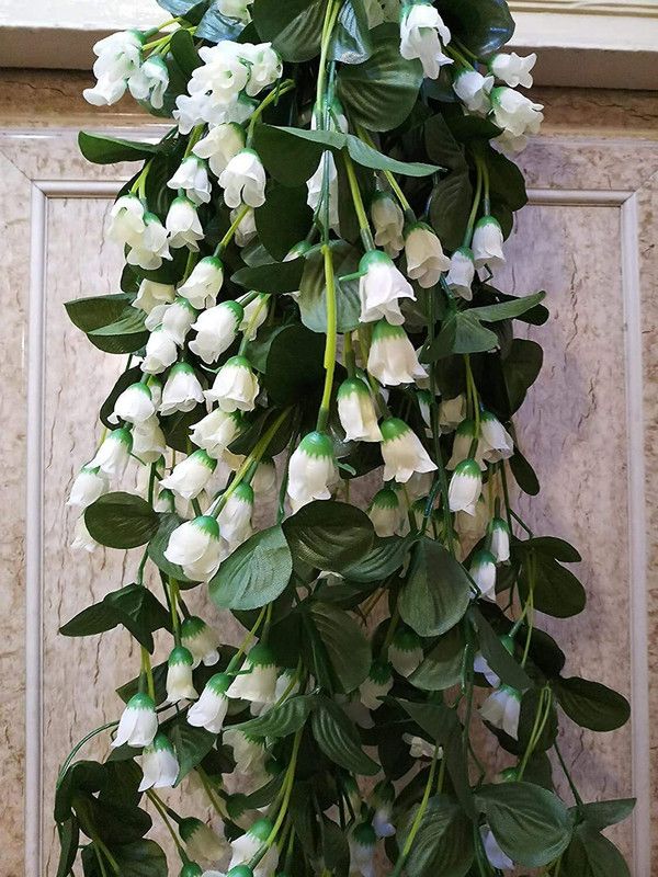 Awicktik Falling Orchid Hanging Flowers Decoration|Artificial Flower for Home Decor Wall Hanging White Orchids Artificial Flower  (34 inch, Pack of 1)