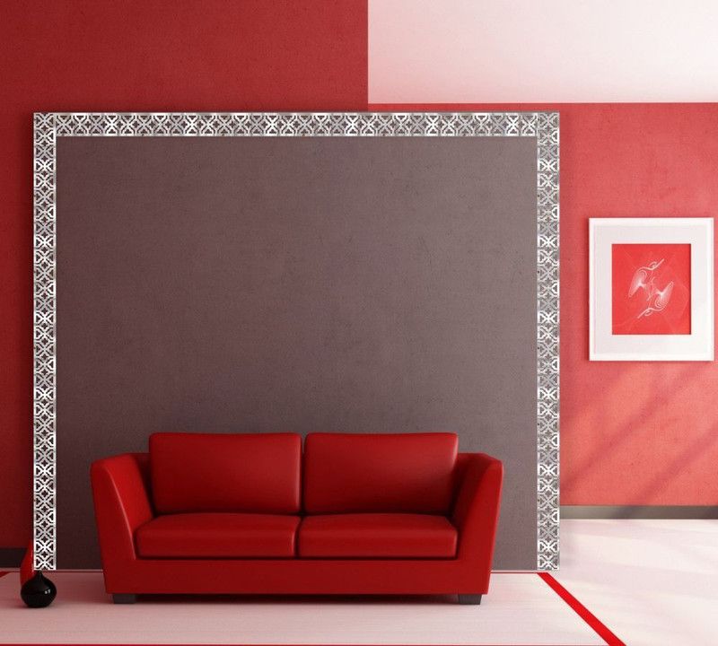 DAKSHITA 150 cm Creation Heartnet Wall Border Silver 3D Mirror Pack off 6 Multicolor Sticker Self Adhesive Sticker  (Pack of 1)