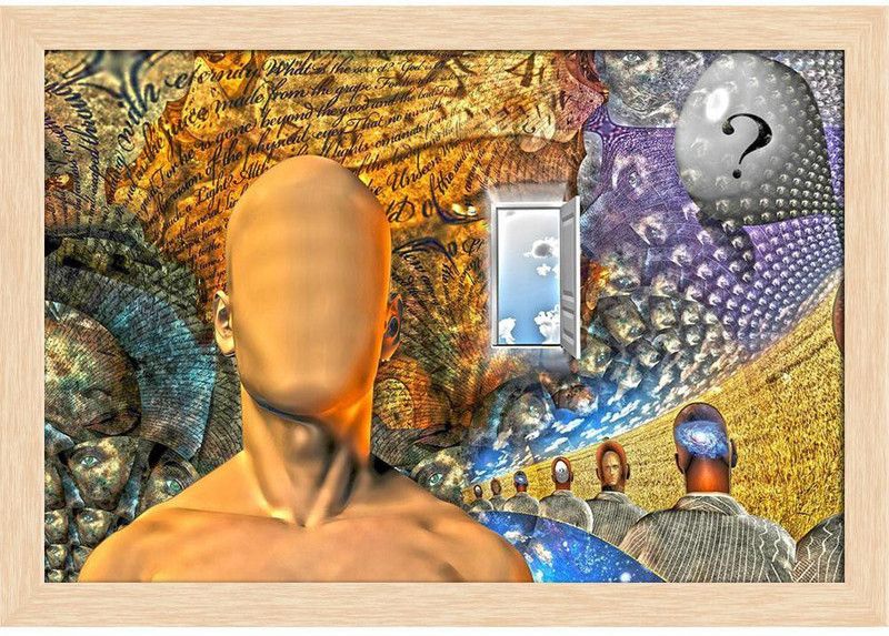 Human Dream Like Scene In Organinc Windows D2 Paper Poster Natural Brown Frame | Top Acrylic Glass 19inch x 13inch (48.3cms x 33cms) Paper Print  (13 inch X 19 inch, Framed)