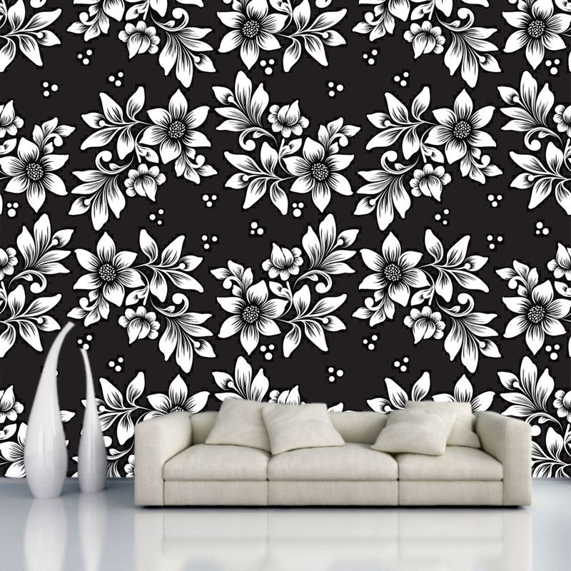 digital print world Floral & Botanical Black Wallpaper  (228 cm x 40 cm, Pack of 3)