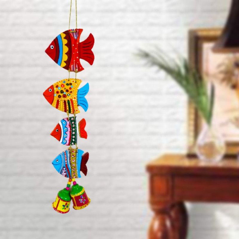 RRJAIPUR Hand-Painted Handmade Wall Decoration Hanging CR01 Decorative Showpiece - 15 cm  (Wood, Multicolor)