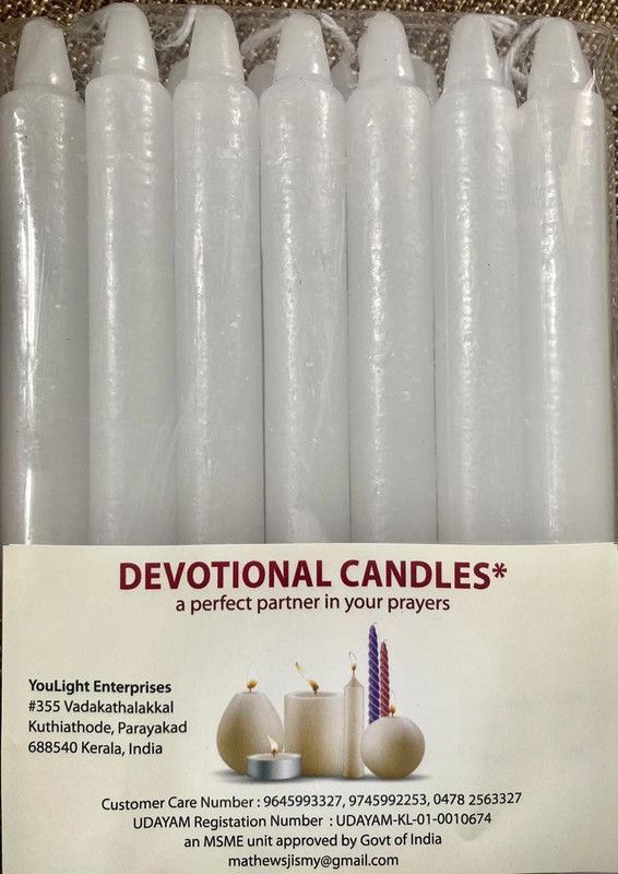DEVOTIONAL Globe/Altar Candles Candle  (White, Pack of 16)