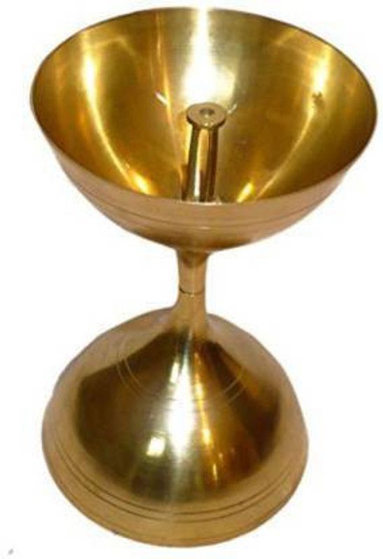 Goodkin Akhand Diya for home Temple Brass Table Diya  (Height: 6 inch)