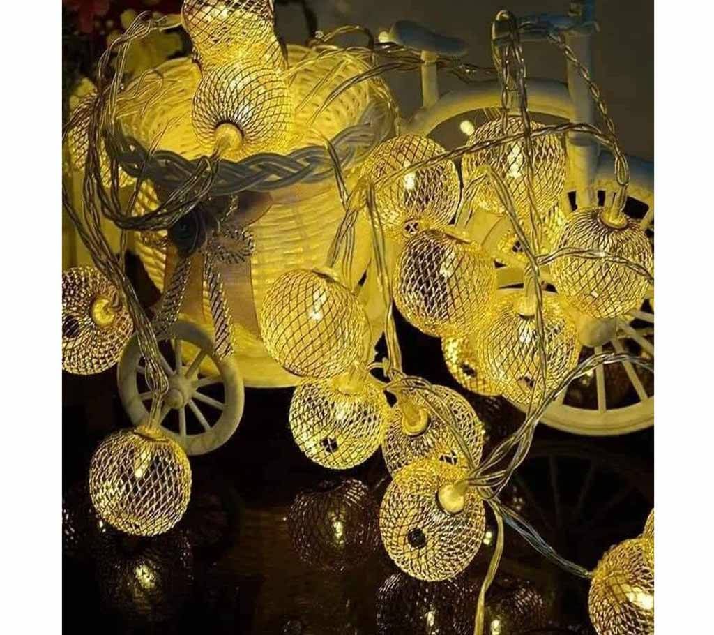 LED GOLDEN COLOUR METAL JHALI BALL-20 PIECE-12 FEET