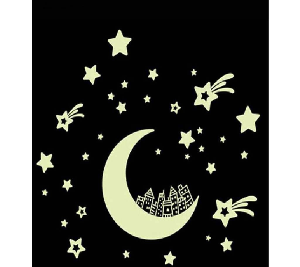 Moon Stars Glow In Dark - Sticker