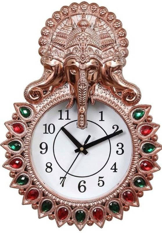 Analog Wall Clock  (Gold, With Glass)