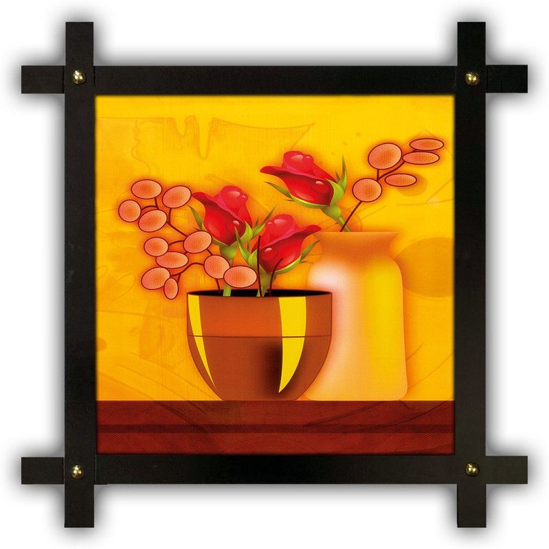 Poster N Frames Cross Wooden Frame Hand-Crafted with photo of Flower (floral) m-59-crossframe Digital Reprint 16.5 inch x 16.5 inch Painting  (With Frame)
