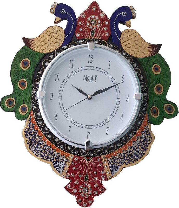 AJANTA Analog 36 cm X 30 cm Wall Clock  (Multicolor, With Glass, Standard)