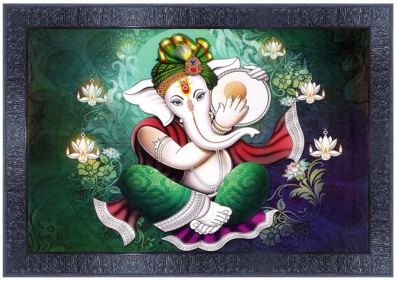 pnf Ganeshji Frames Wood Photo Frames with Acrylic Sheet (Glass)11708- Digital Reprint 10 inch x 14 inch Painting  (With Frame)