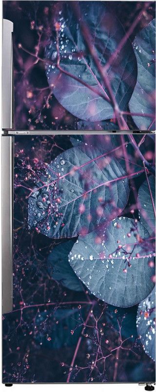 ADVAIT DESIGNS 160 cm Fridge sticker for decorative small colourful flowers leaves with rain drops fridge sticker Self Adhesive Sticker  (Pack of 1)