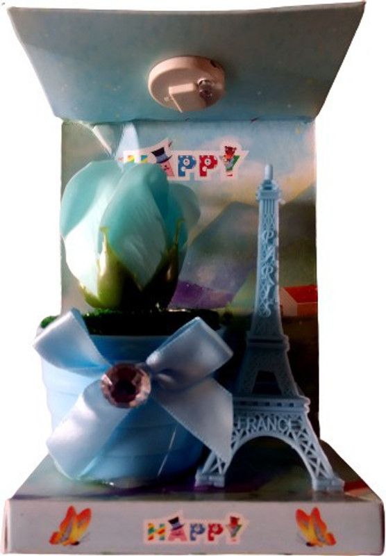 Xpress Artificial Flower with burz khalifa Decorative Showpiece - 10 cm  (Plastic, Blue)