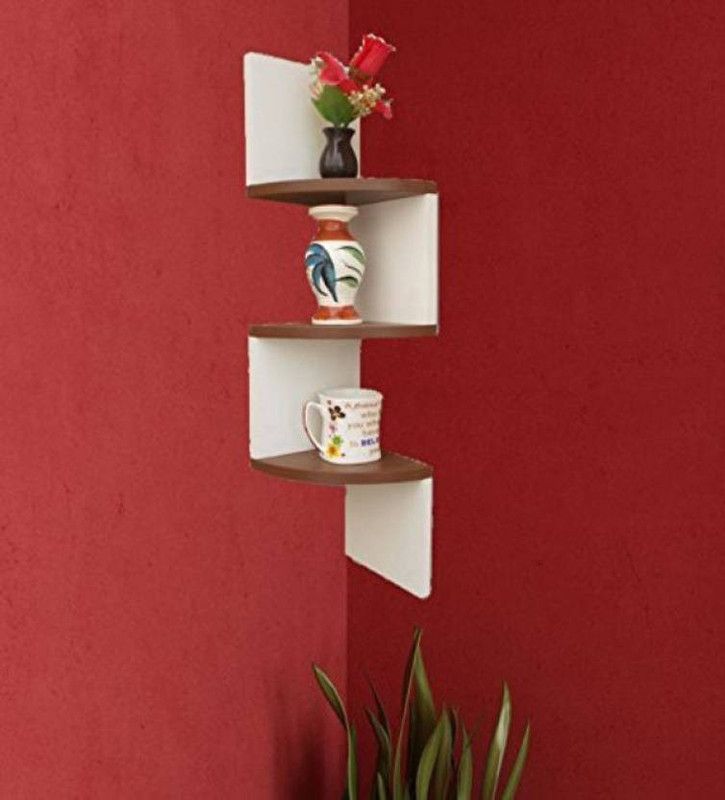 ANB Enterprises zig zeg wall shelf MDF (Medium Density Fiber) Wall Shelf  (Number of Shelves - 3, White)