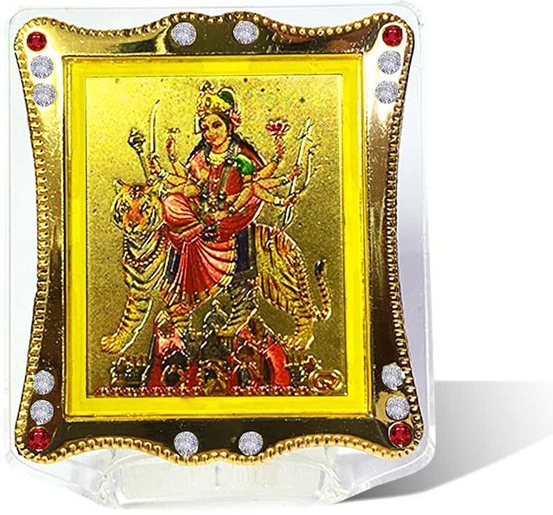 Uniqon Prism Design Acrylic Durga Ji Idol Statue for Car Dashboard,Home, Office Decorative Showpiece - 7 cm  (Glass, Multicolor)