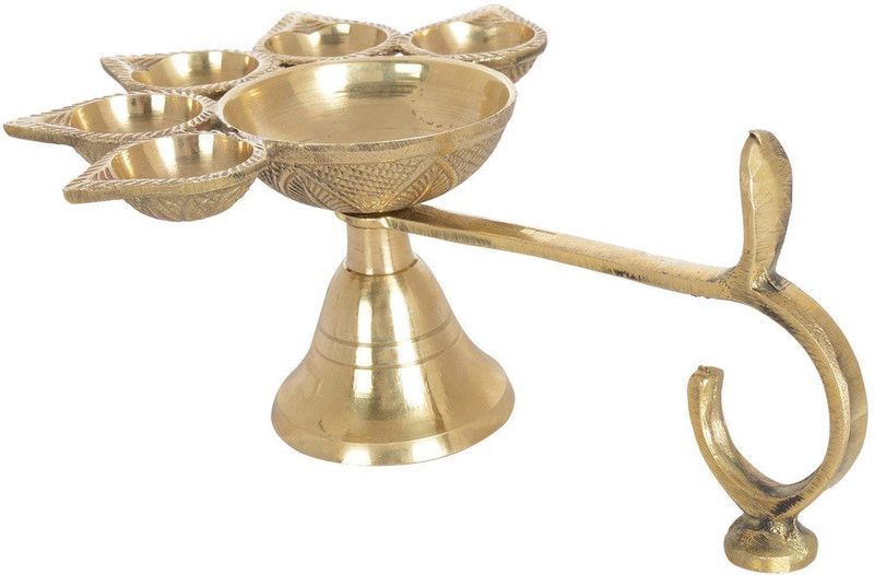 VALUE CRAFTS Brass Table Diya  (Height: 2.7 inch)