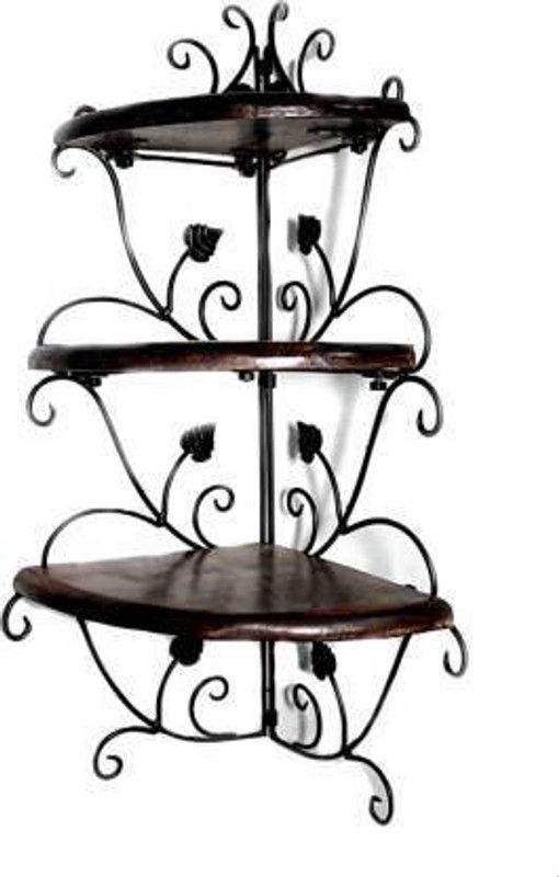 ANB Enterprises wall shelf Wooden & wrought & Iron Wooden, Iron Wall set of 3 MDF Wooden, Iron Wall Shelf  (Number of Shelves - 3, Brown)