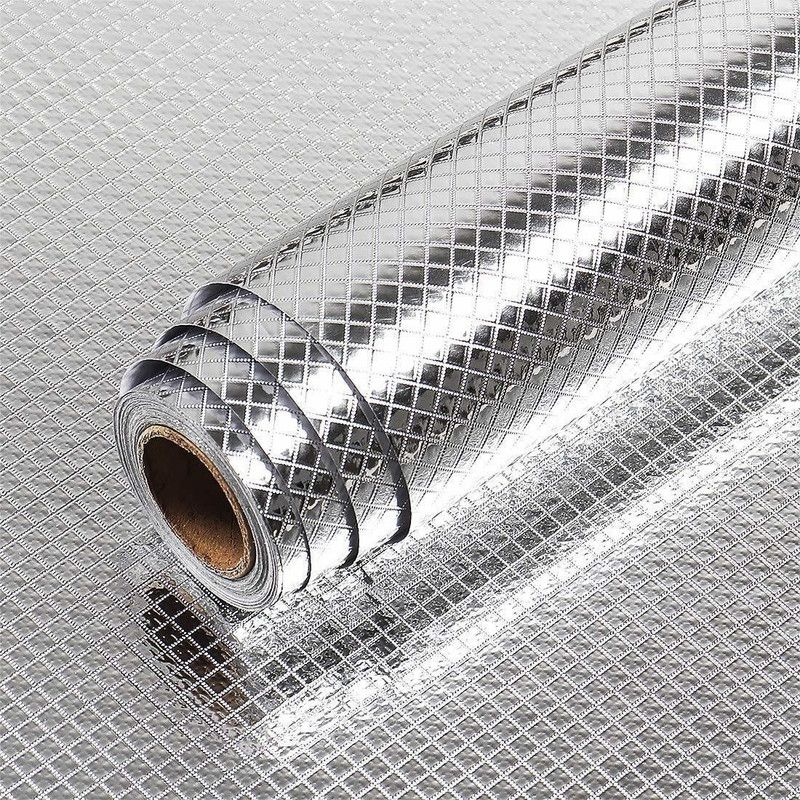 LOVELY MALL 200 cm Diamond Aluminum Foil Stickers Contact Paper Peel & Stick for Kitchen Cabinets Self Adhesive Sticker  (Pack of 1)