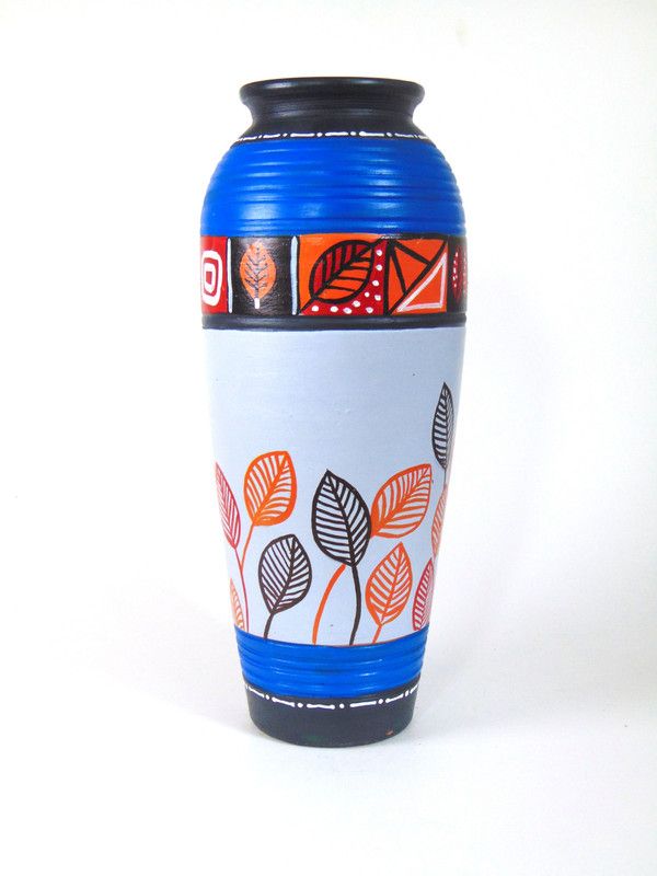 Dakshina Art Tribal (4x8) inch Home decor,Table decoration,Flower pots, living room Terracotta Vase  (8 inch, Multicolor)