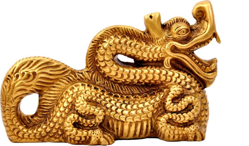 Aesthetic Decors Dragon Bookend Decorative Showpiece - 13 cm  (Wood, Gold)