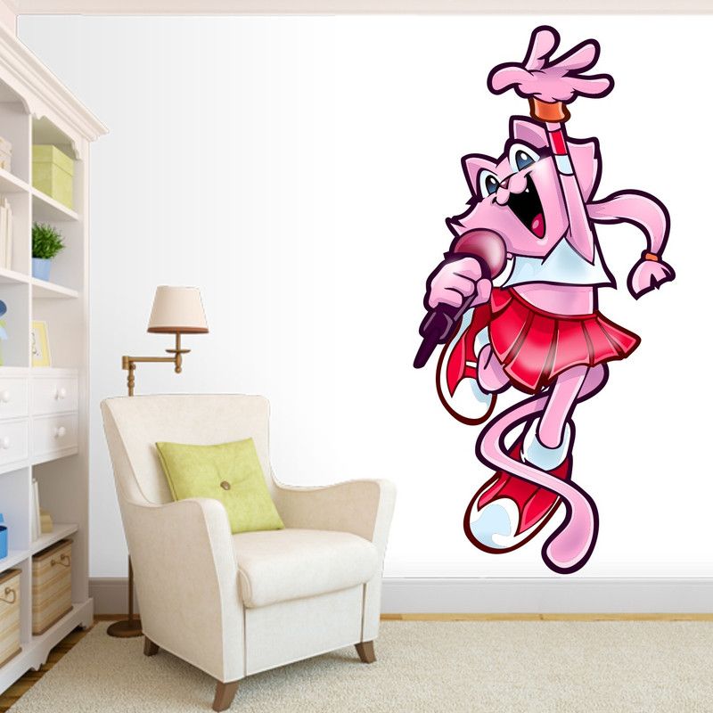 StickMe 100 cm Girly Cat Vocal Wall Sticker - SM 373 Self Adhesive Sticker  (Pack of 1)
