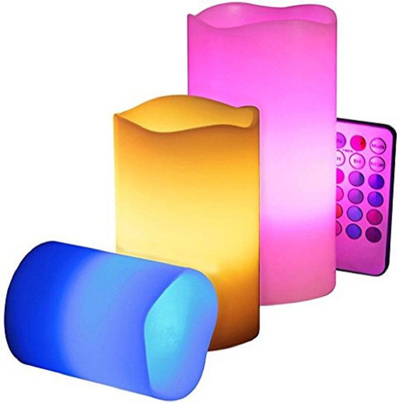 PRIMEMART LED Remote control electronic wax Candle  (White, Pack of 3)