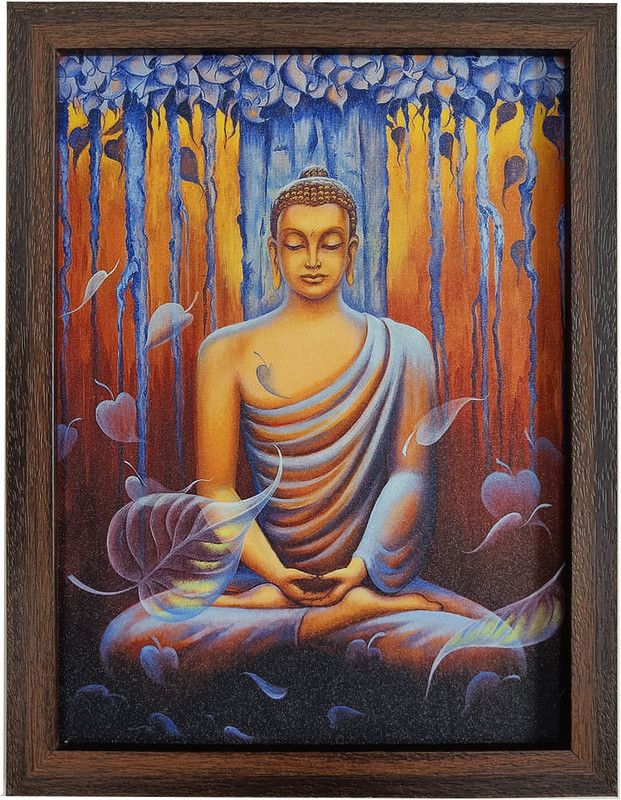 Elegance BUDHA Digital Reprint 17.25 inch x 13.25 inch Painting  (With Frame)