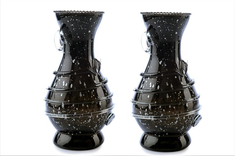 Glass Vase  (8.49 inch, Black, Silver)
