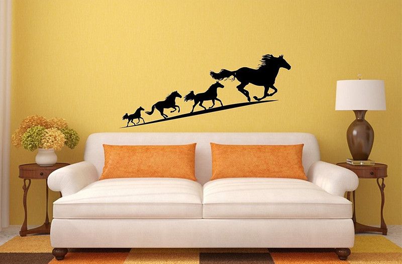 Asmi Collections 140 cm 4 Running Horses Sticker  (Pack of 1)