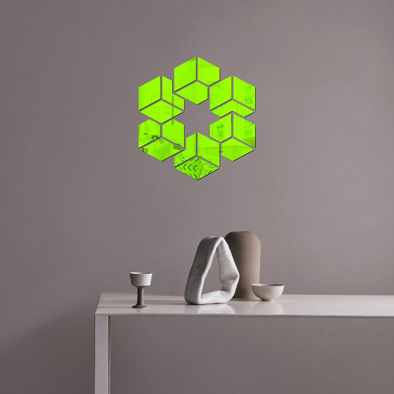 sp decals 13 cm decorative square box set green acrylic sticker Self Adhesive Sticker  (Pack of 1)
