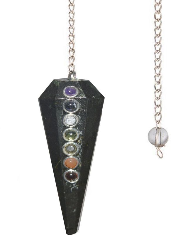 EXCEL Black Tourmaline 7 Chakra Pendulum Chain Bail Decorative Showpiece - 10 cm  (Crystal, Multicolor)