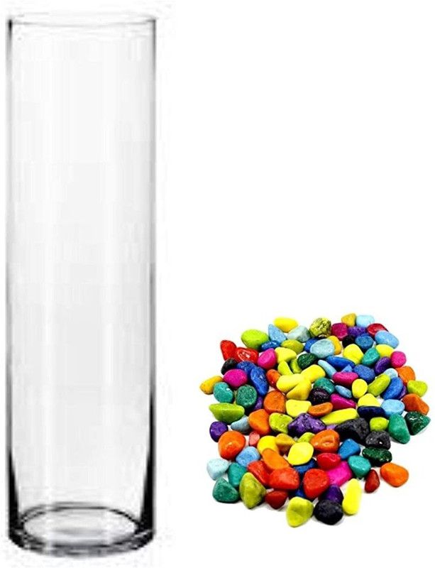 VamiJen Flower Glass Vase Decorative Glass Vase  (8 inch, Clear)