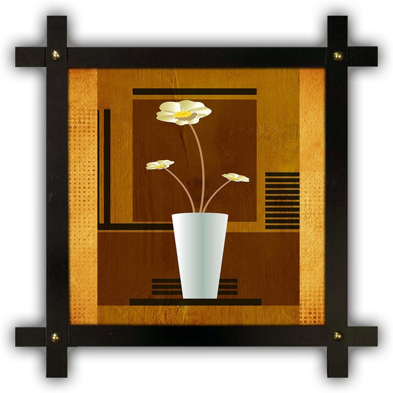 Poster N Frames Cross Wooden Frame Hand-Crafted with photo of Flower (floral) 18215-crossframe Digital Reprint 16.5 inch x 16.5 inch Painting  (With Frame)