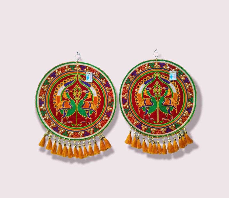 PREETENCY Wall/Hanging with bread moti latkan Wall Hanging Pack-2 Pack of 2  (RED-2)